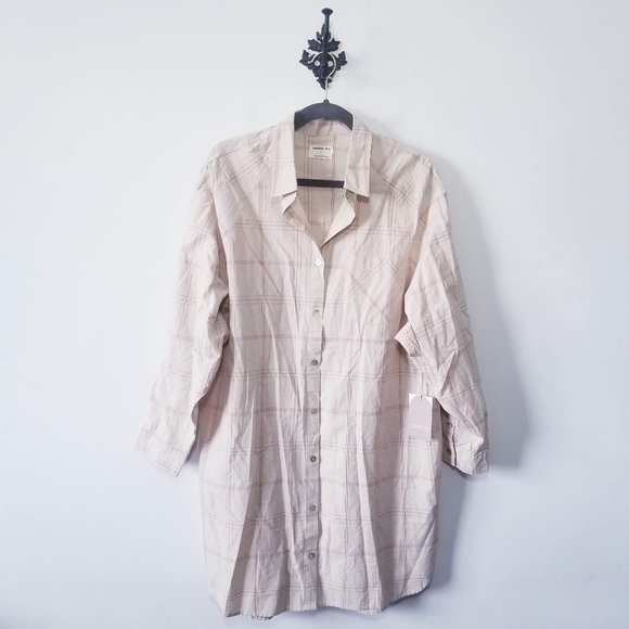 Jackson Rowe Cream Plaid Long Sleeve Shirt Dress - Picture 4 of 7